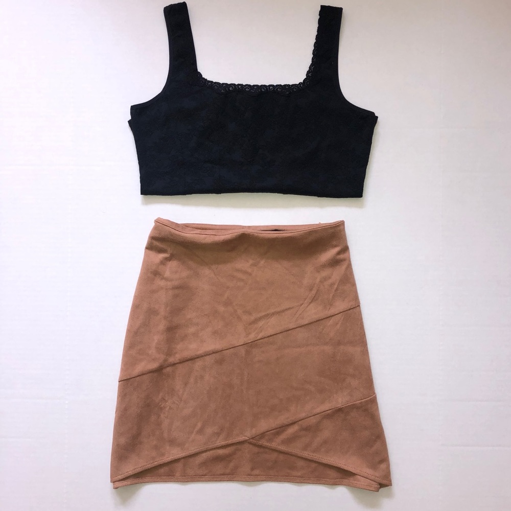Missguided Faux Suede Asymmetric Mini Skirt sz 10
